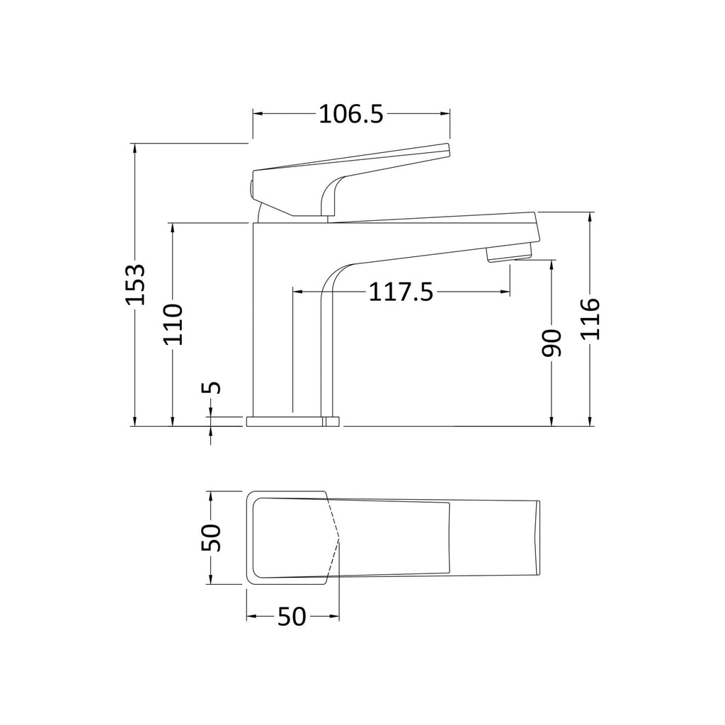 Forge Chrome Mono Basin Mixer Tap With Waste Contemporary Lever Square