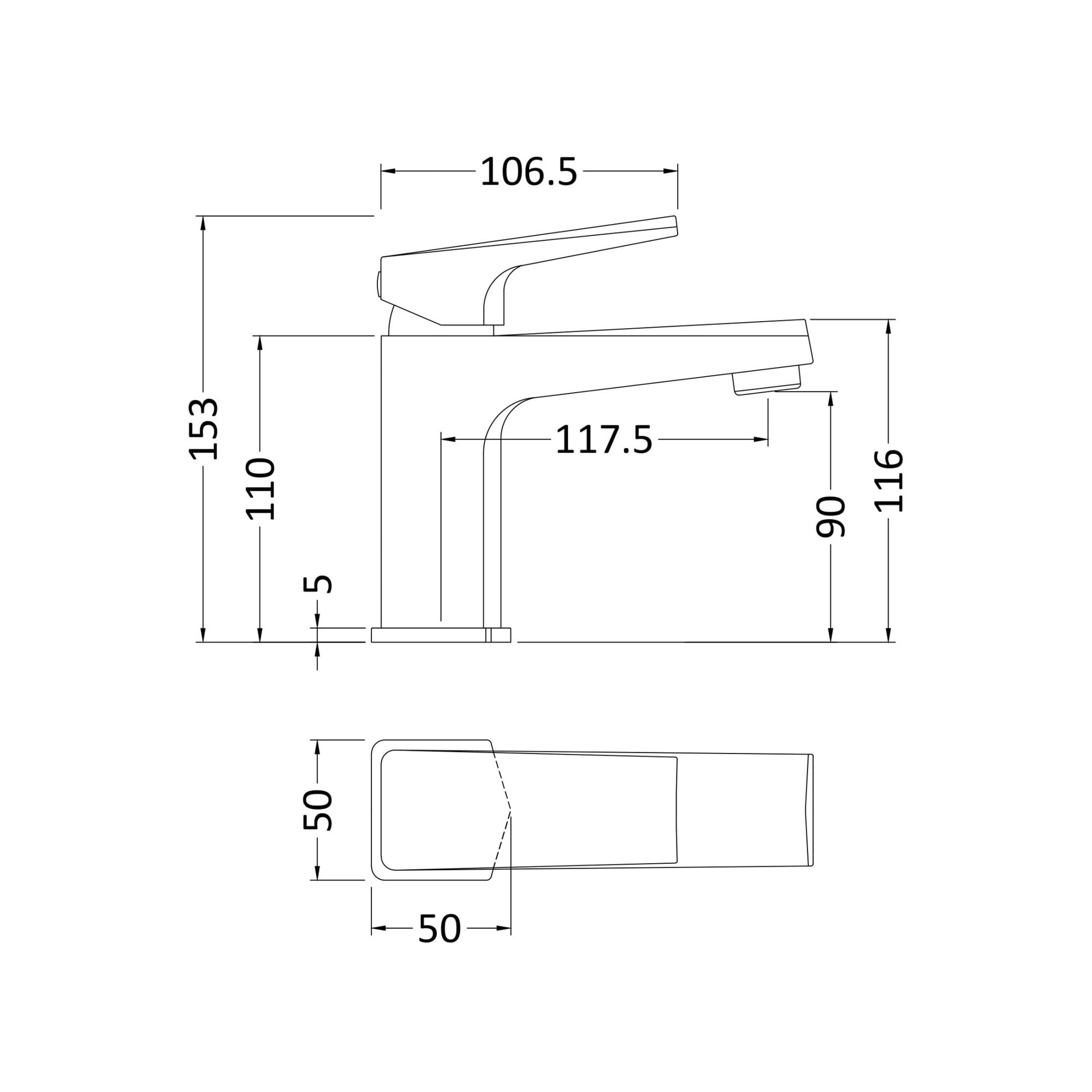 Forge Chrome Mono Basin Mixer Tap With Waste Contemporary Lever Square
