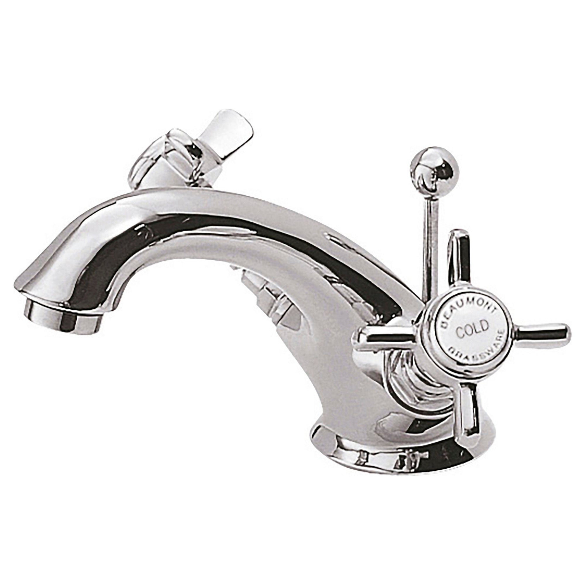 Elysian Luxury Chrome Mono Basin Mixer Tap With Waste Traditional Crosshead