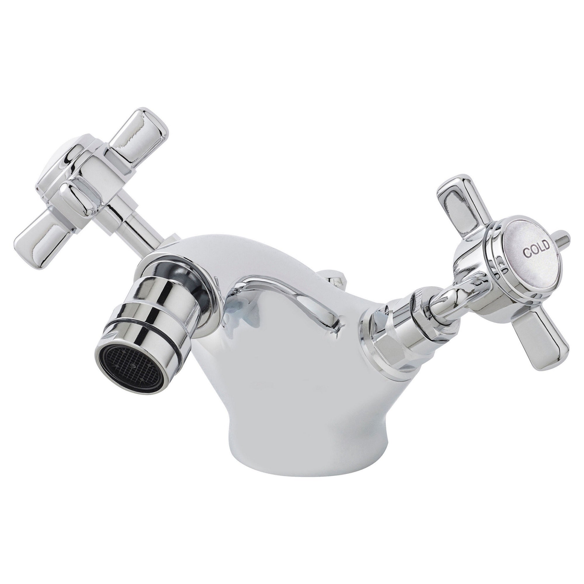 Elysian Luxury Chrome Mono Bidet Mixer Tap With Waste Traditional Crosshead
