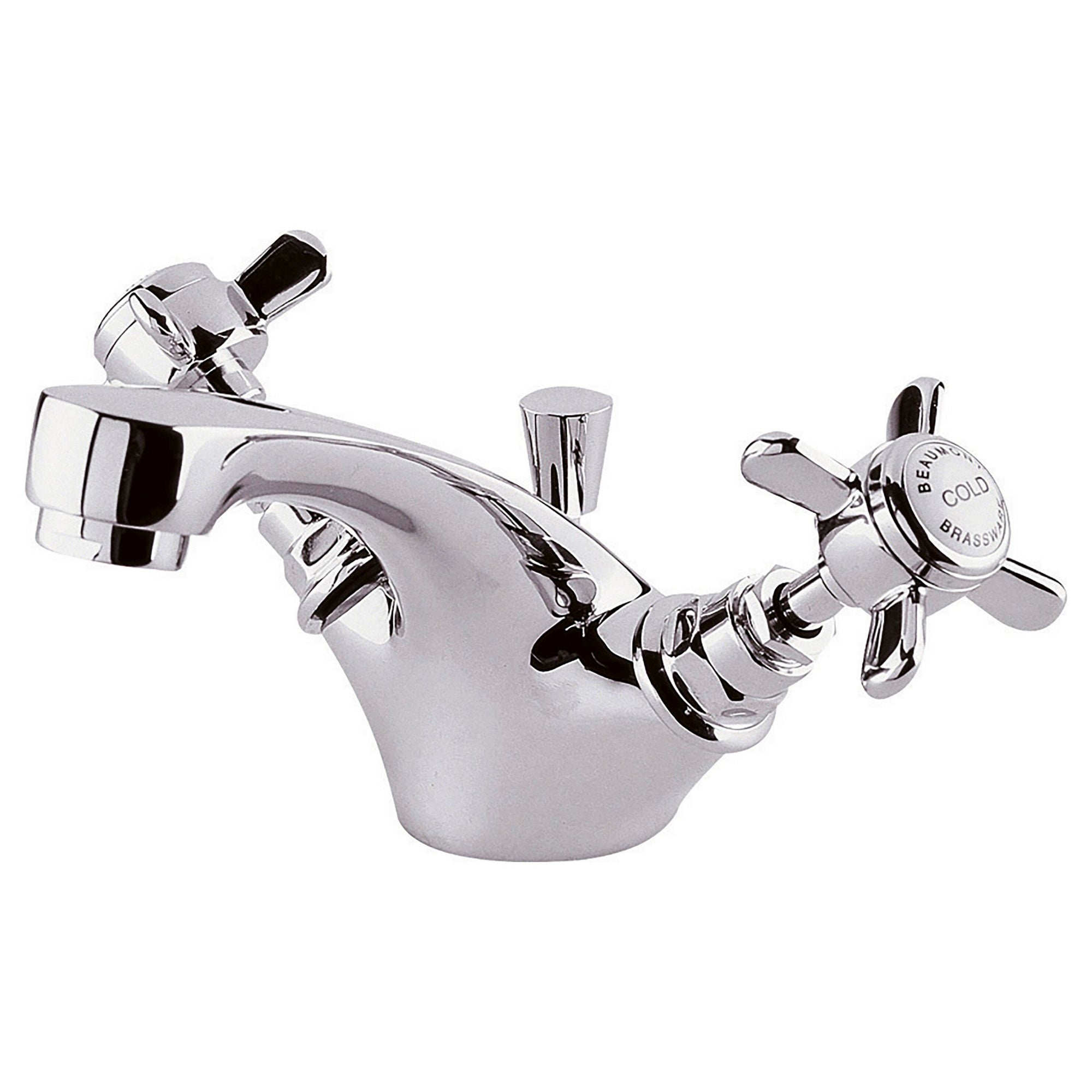 Elysian Chrome Mono Basin Mixer Tap With Waste Traditional Crosshead