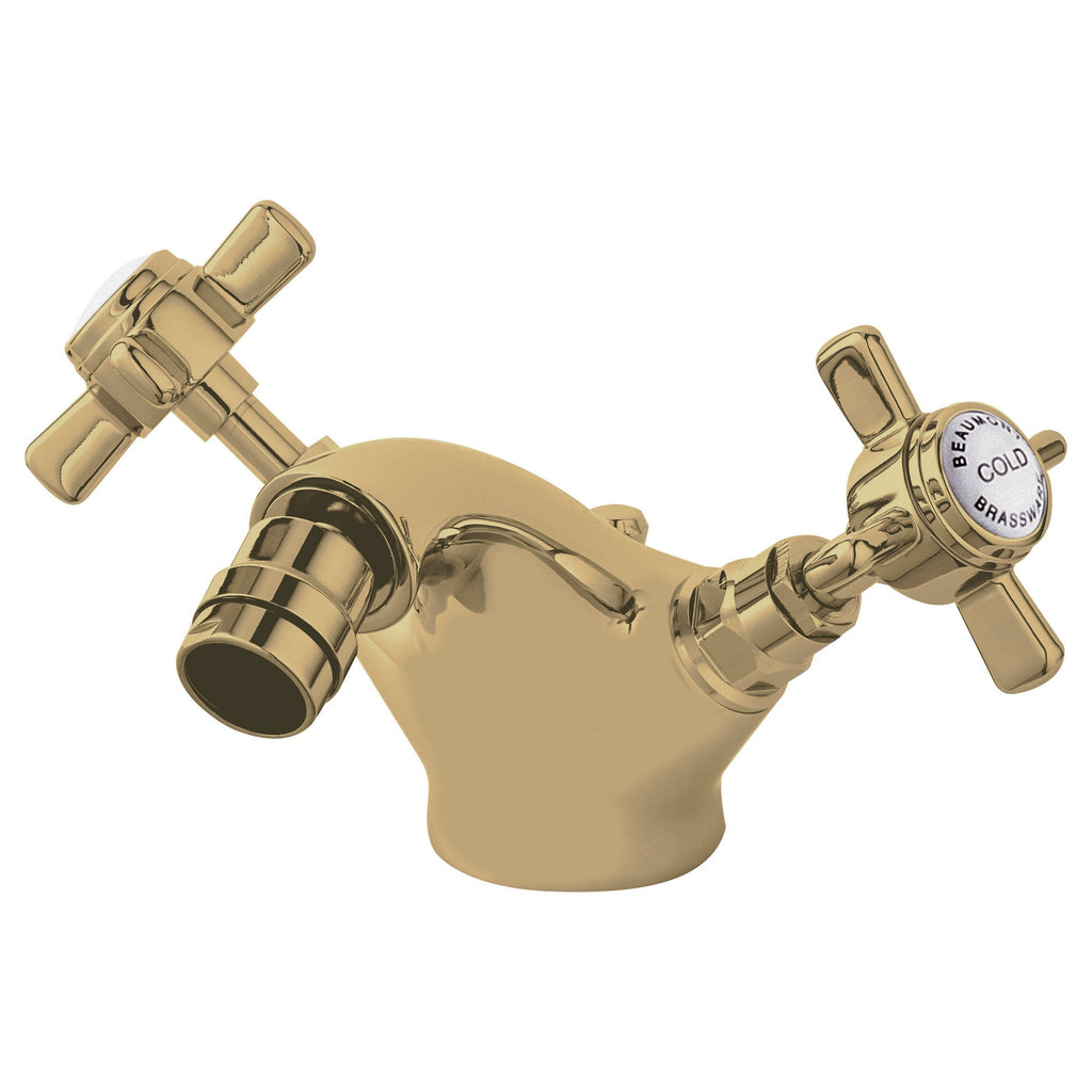 Elysian Luxury Brushed Brass Mono Bidet Mixer Tap With Waste Traditional