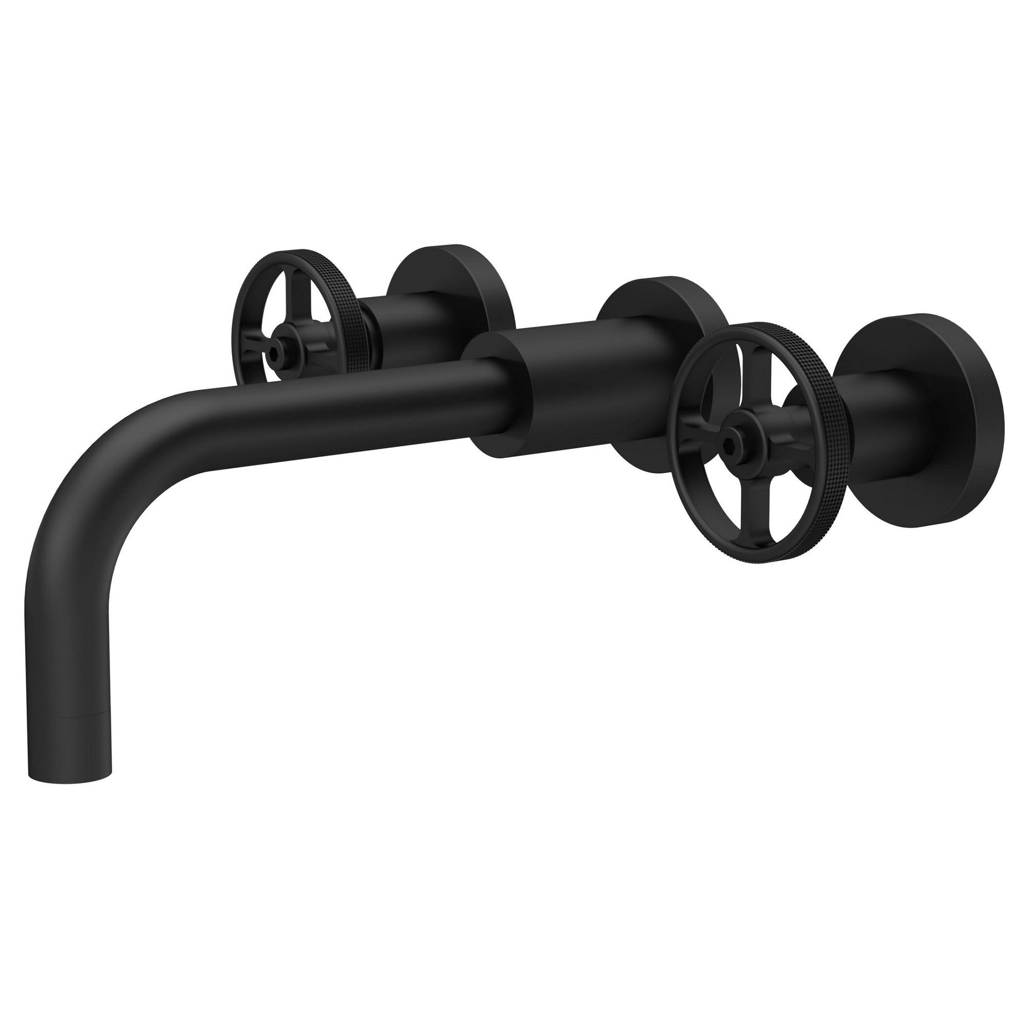 Axis Matt Black Wall Mounted Basin Mixer Contemporary Crosshead 3 Tap Hole