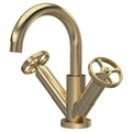 Axis Brushed Brass Mono Basin Mixer Tap Contemporary Crosshead 1 Tap Hole