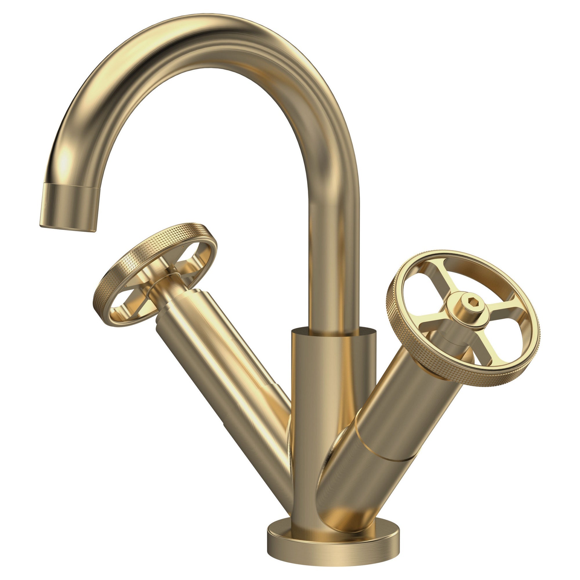 Axis Brushed Brass Mono Basin Mixer Tap Contemporary Crosshead 1 Tap Hole