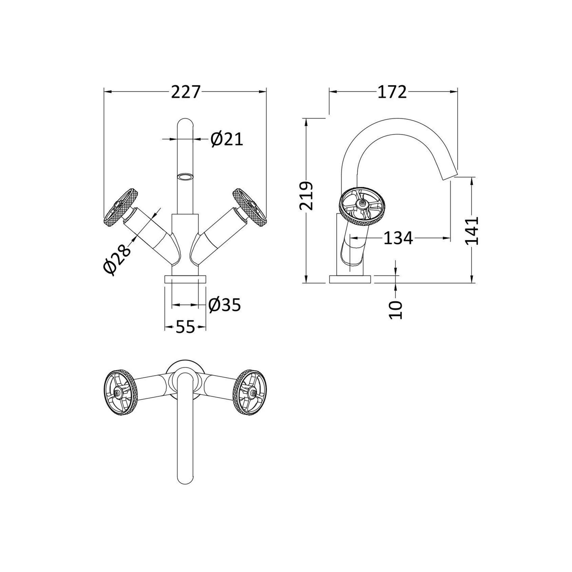 Axis Brushed Brass Mono Basin Mixer Tap Contemporary Crosshead 1 Tap Hole