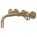 Axis Brushed Brass Wall Mounted Basin Mixer Contemporary Crosshead 3 Hole