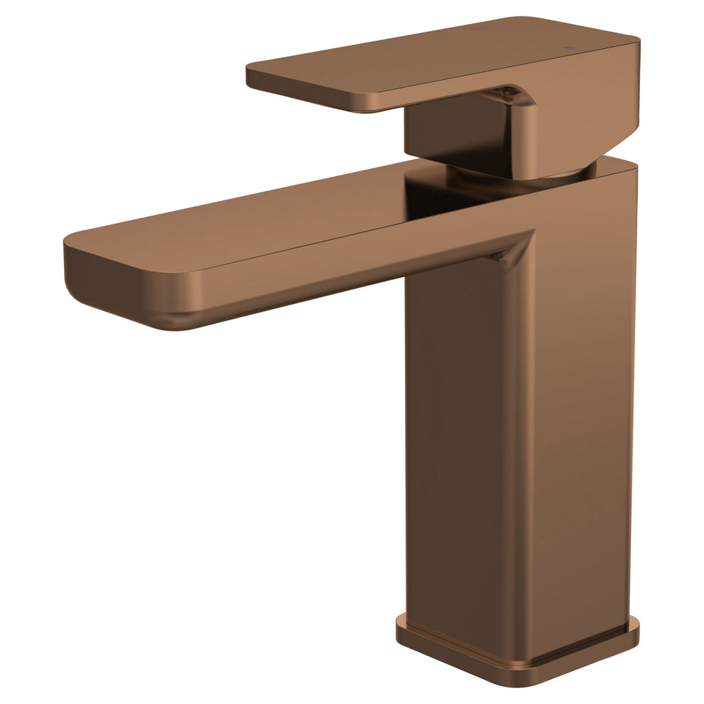 Aeres Mono Basin Mixer Brushed Bronze Contemporary 1 Tap Hole Push Button Waste
