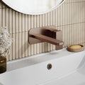 Aeres Wall Mounted 2 Tap Hole Basin Mixer Plate Brushed Bronze Contemporary