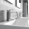 Aeres Mono Basin Mixer Chrome Contemporary 1 Tap Hole Push Button Waste