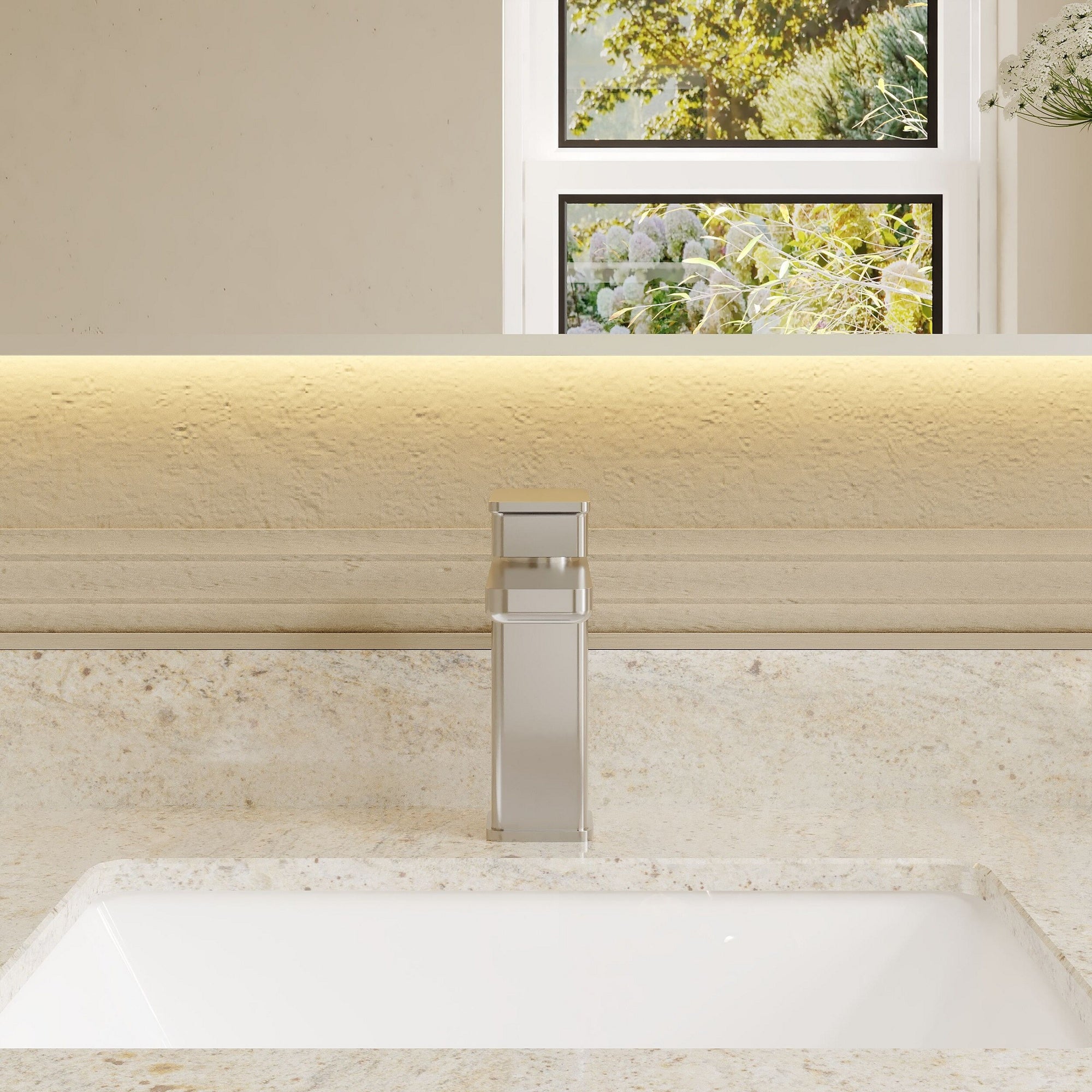 Aeres Mono Basin Mixer Chrome Contemporary 1 Tap Hole Push Button Waste