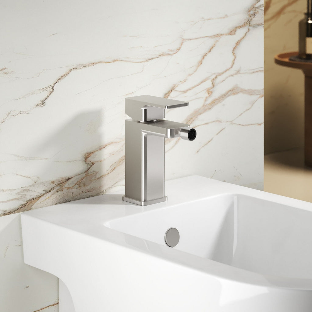 Aeres Mono Bidet Mixer Chrome Contemporary 1 Tap Hole Pop Up Waste