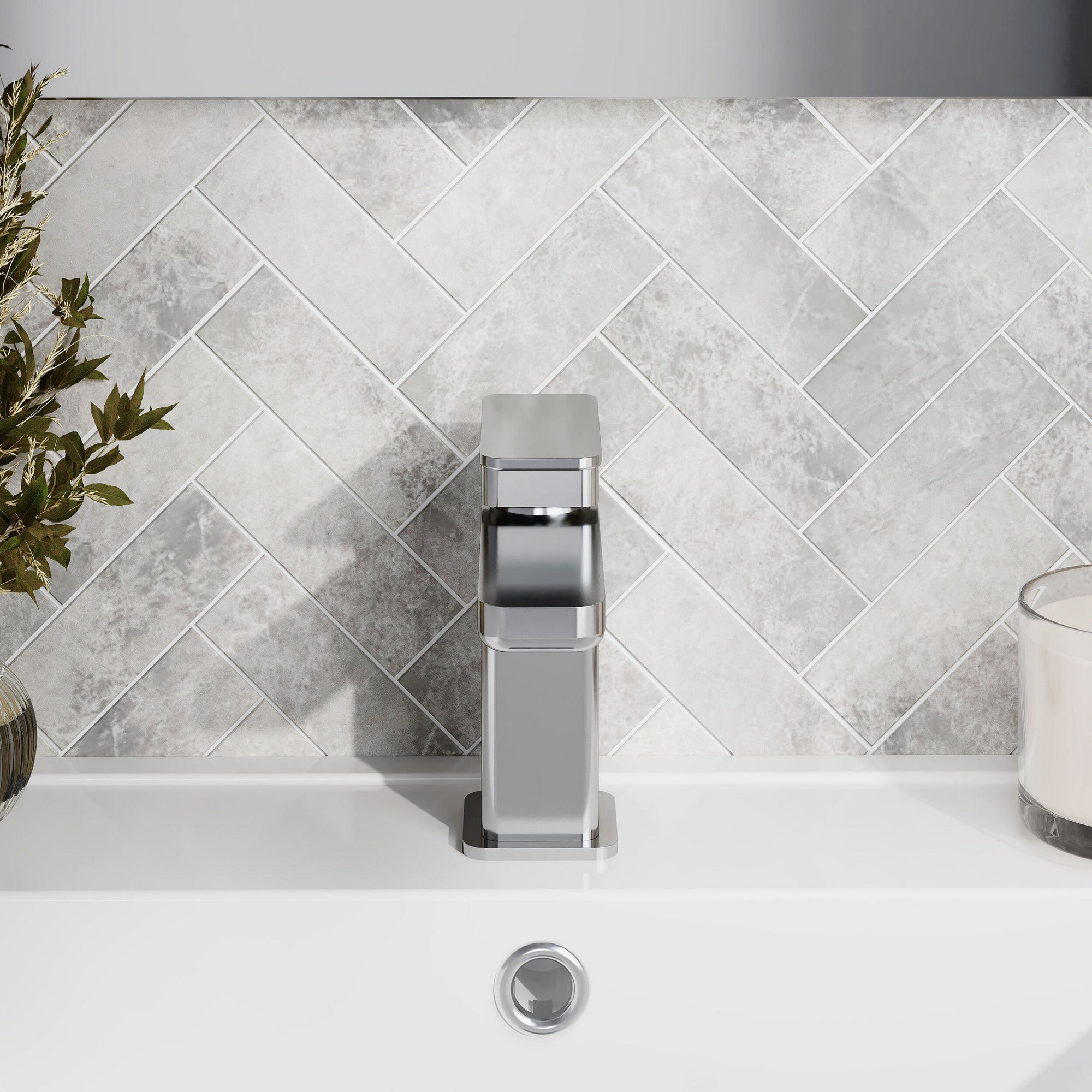 Aeres Mini Basin Mixer Chrome Contemporary 1 Tap Hole Push Button Waste