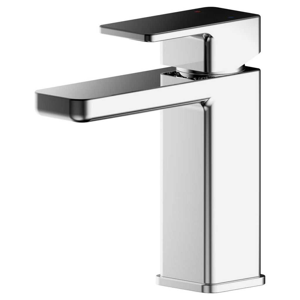 Aeres Mini Basin Mixer Chrome Contemporary 1 Tap Hole Push Button Waste