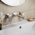 Aeres Wall Mounted 3 Tap Hole Basin Mixer Chrome Contemporary 3 Tap Holes