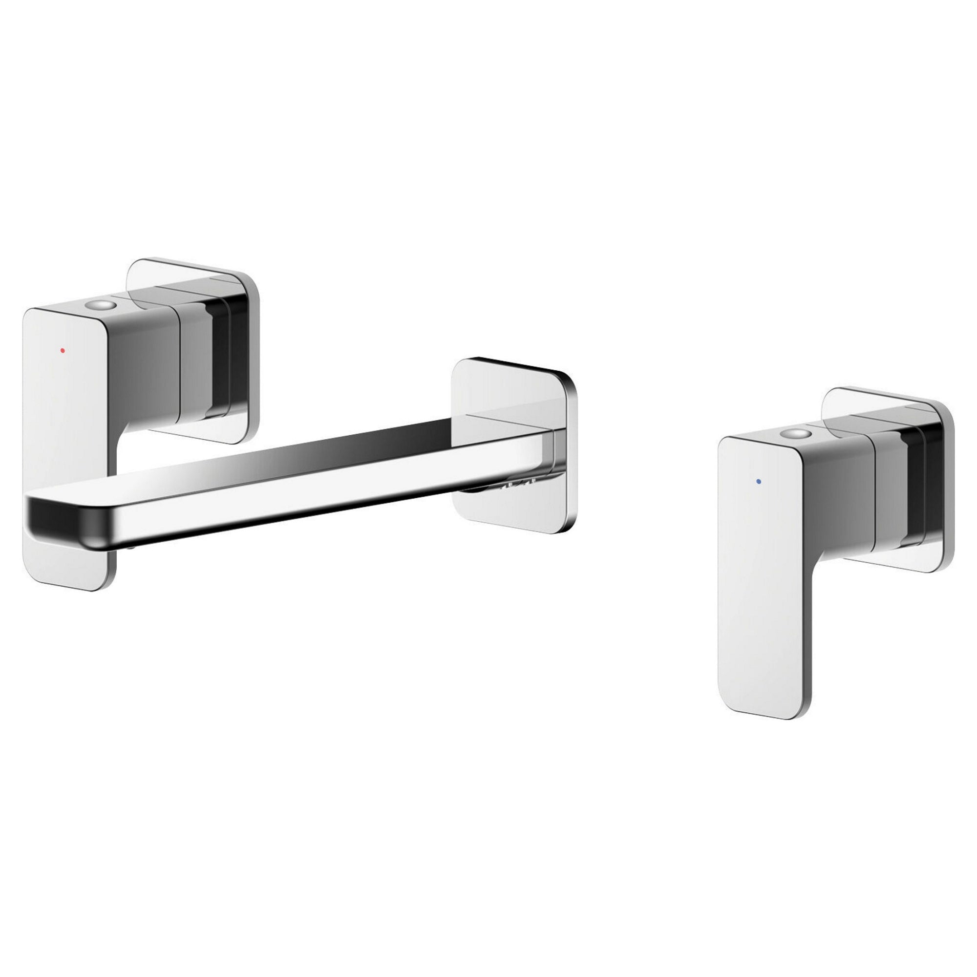 Aeres Wall Mounted 3 Tap Hole Basin Mixer Chrome Contemporary 3 Tap Holes