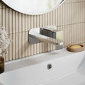 Aeres Wall Mounted 2 Tap Hole Basin Mixer Plate Chrome Contemporary 1 Tap Hole