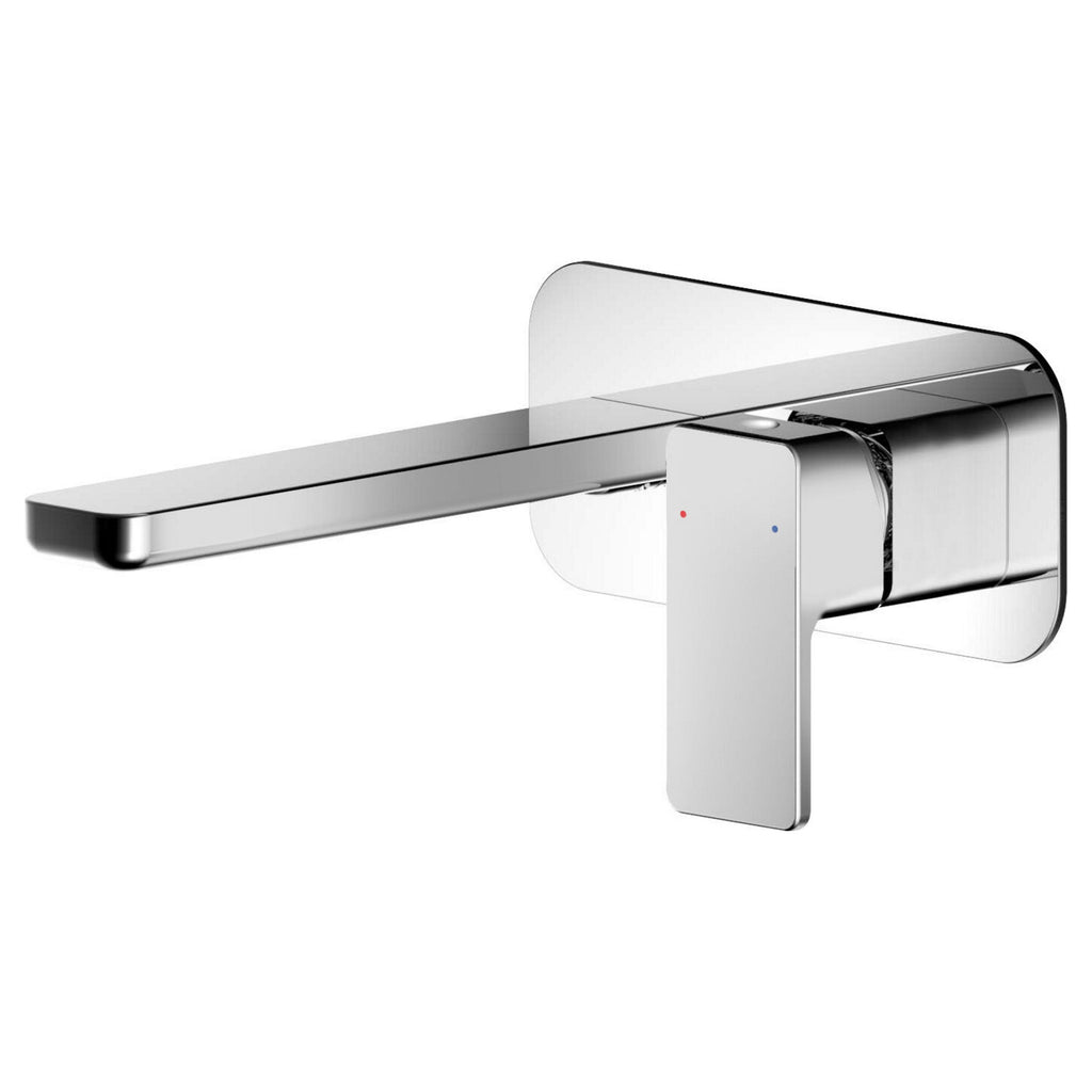 Aeres Wall Mounted 2 Tap Hole Basin Mixer Plate Chrome Contemporary 1 Tap Hole