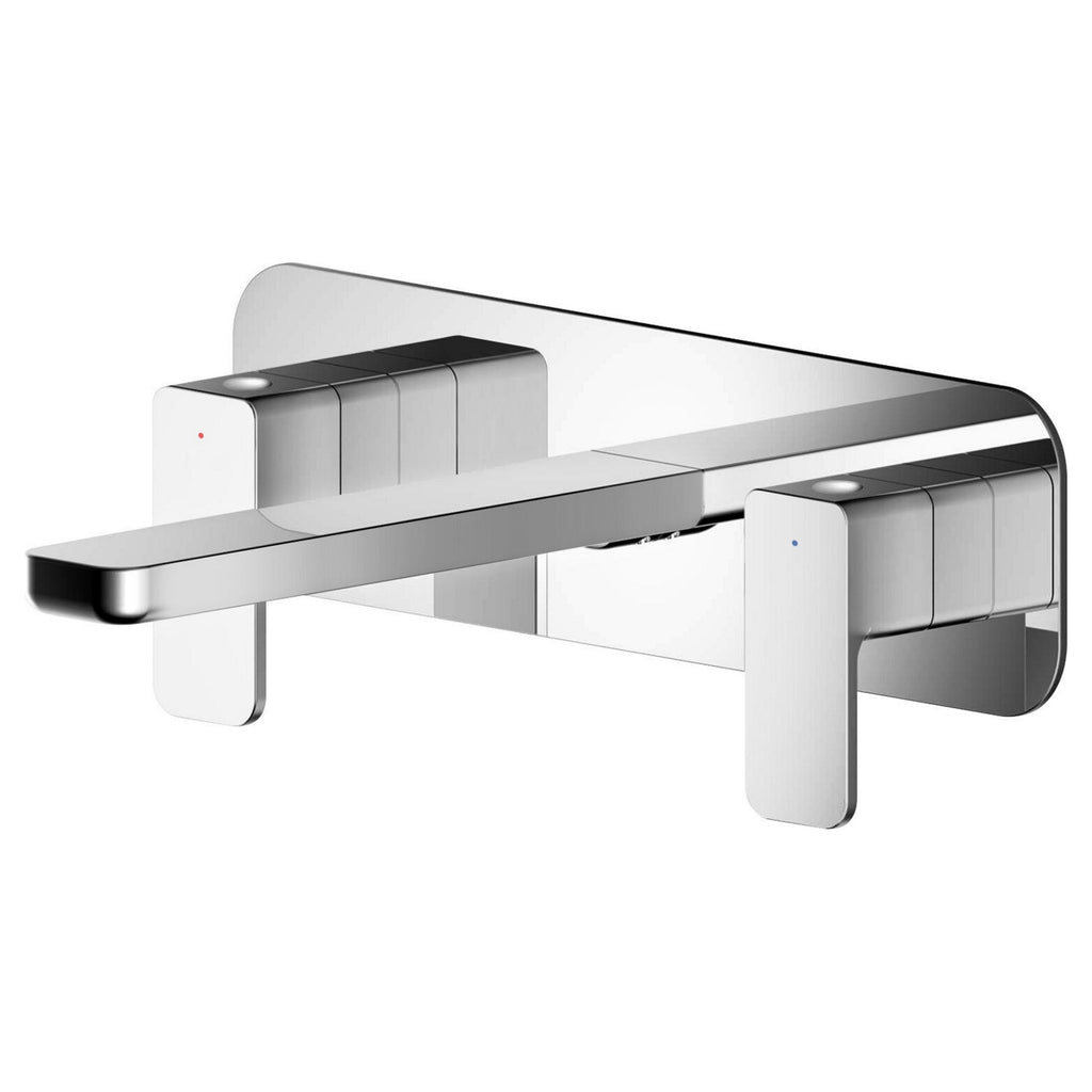 Aeres Wall Mounted 3 Tap Hole Basin Mixer Plate Chrome Contemporary 1 Tap Hole
