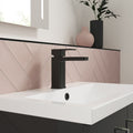 Aeres Mono Basin Mixer Matt Black Contemporary 1 Tap Hole Push Button Waste