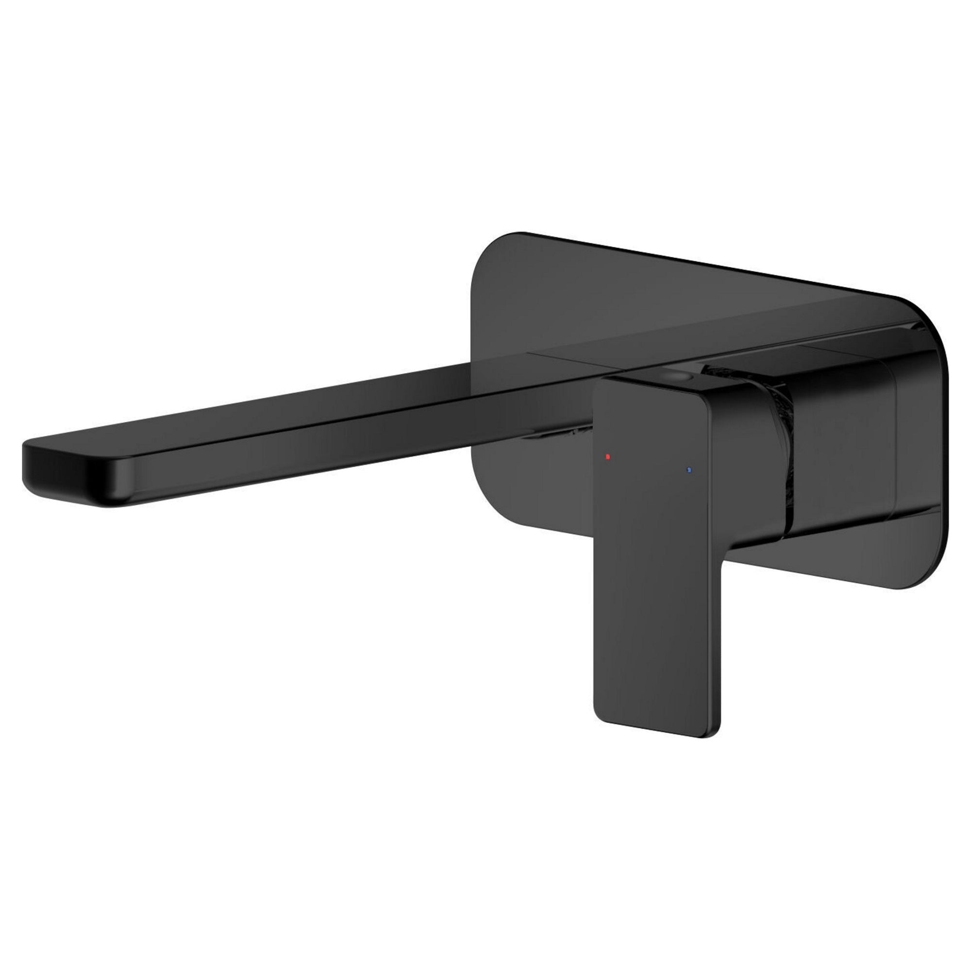Aeres Wall Mounted 2 Tap Hole Basin Mixer Plate Matt Black Contemporary