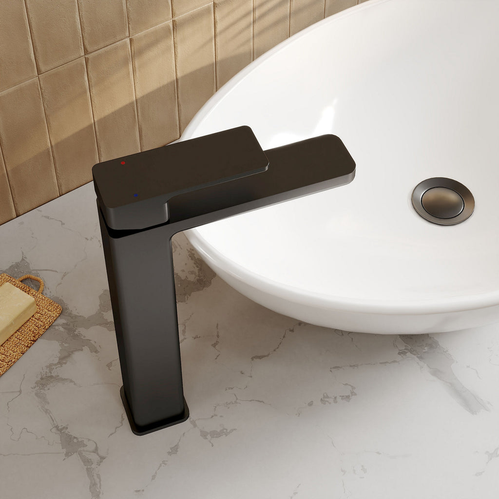 Aeres High-rise Mono Basin Mixer Matt Black Contemporary 1 Tap Hole