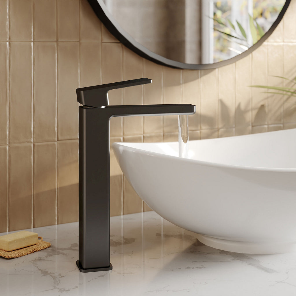 Aeres High-rise Mono Basin Mixer Matt Black Contemporary 1 Tap Hole