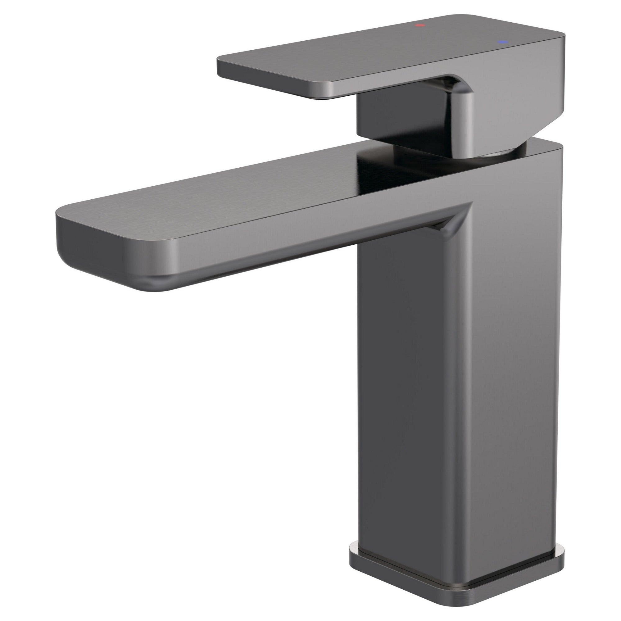 Aeres Mono Basin Mixer Brushed Pewter Contemporary 1 Tap Hole Push Button Waste