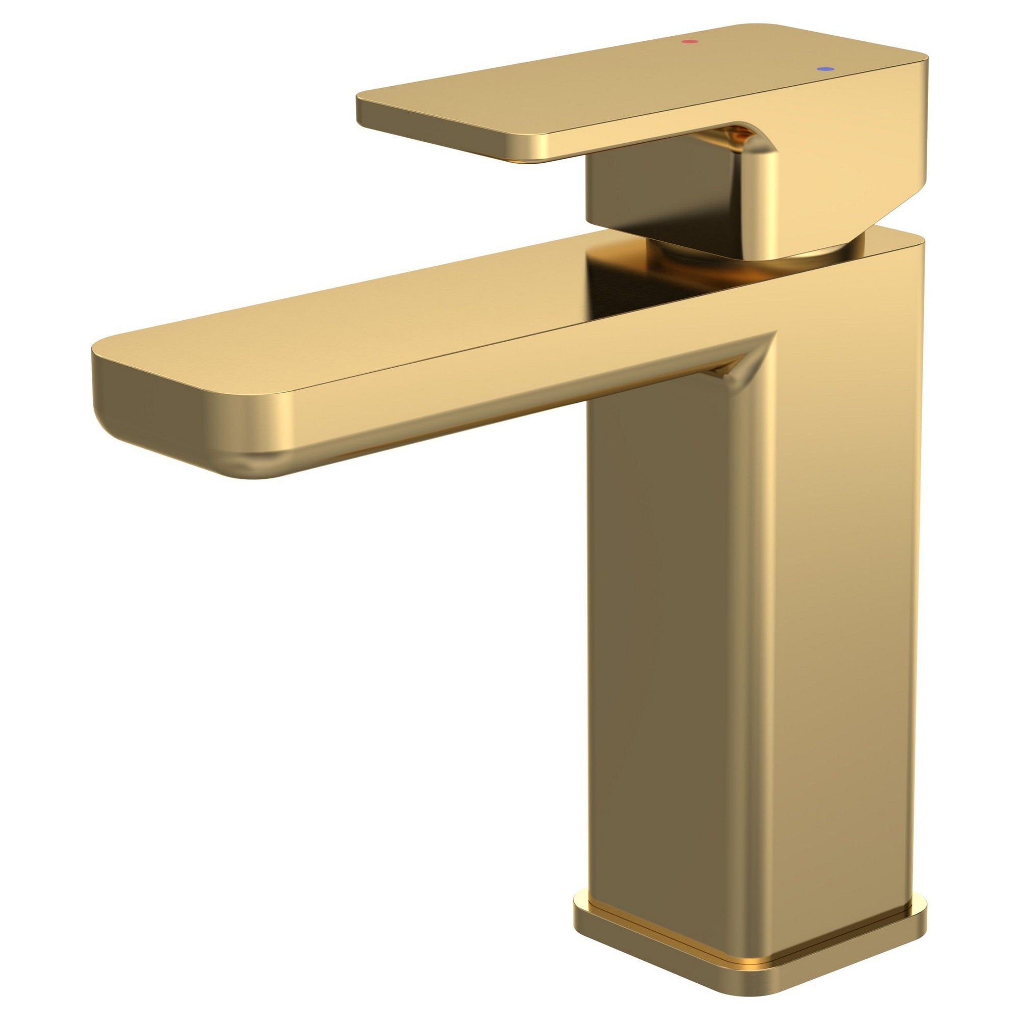 Aeres Mono Basin Mixer Brushed Brass Contemporary 1 Tap Hole Push Button Waste