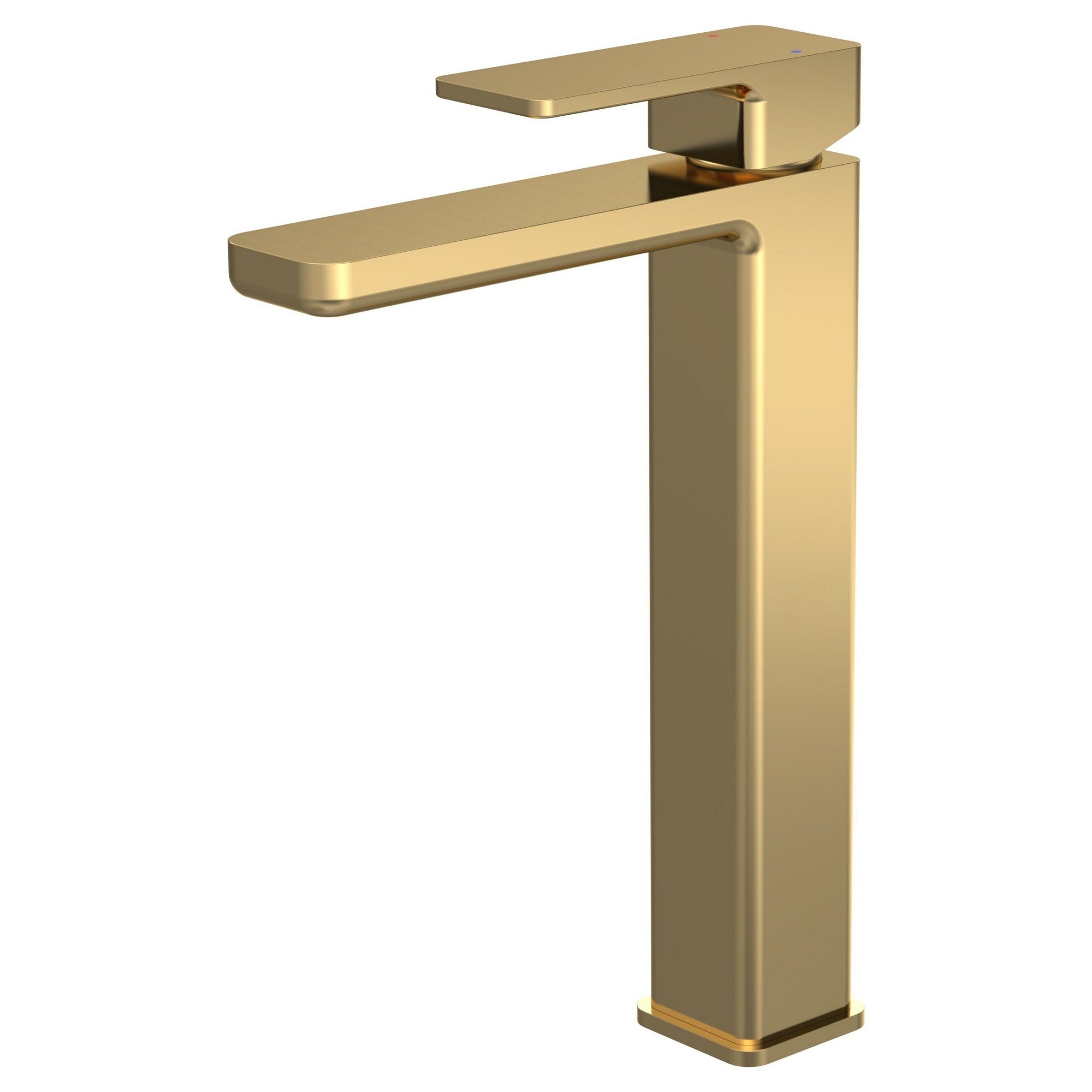 Aeres Contemporary High Rise Mono Basin Mixer Brushed Brass No Waste Lever 1 Hole