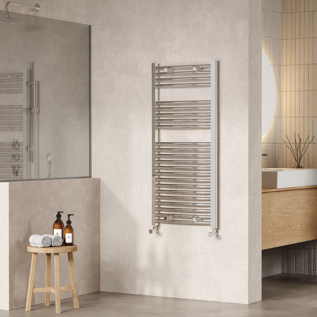 Curved Ladder Rail 1100 X 500mm Chrome 1126 BTU 455 Pipe Centres
