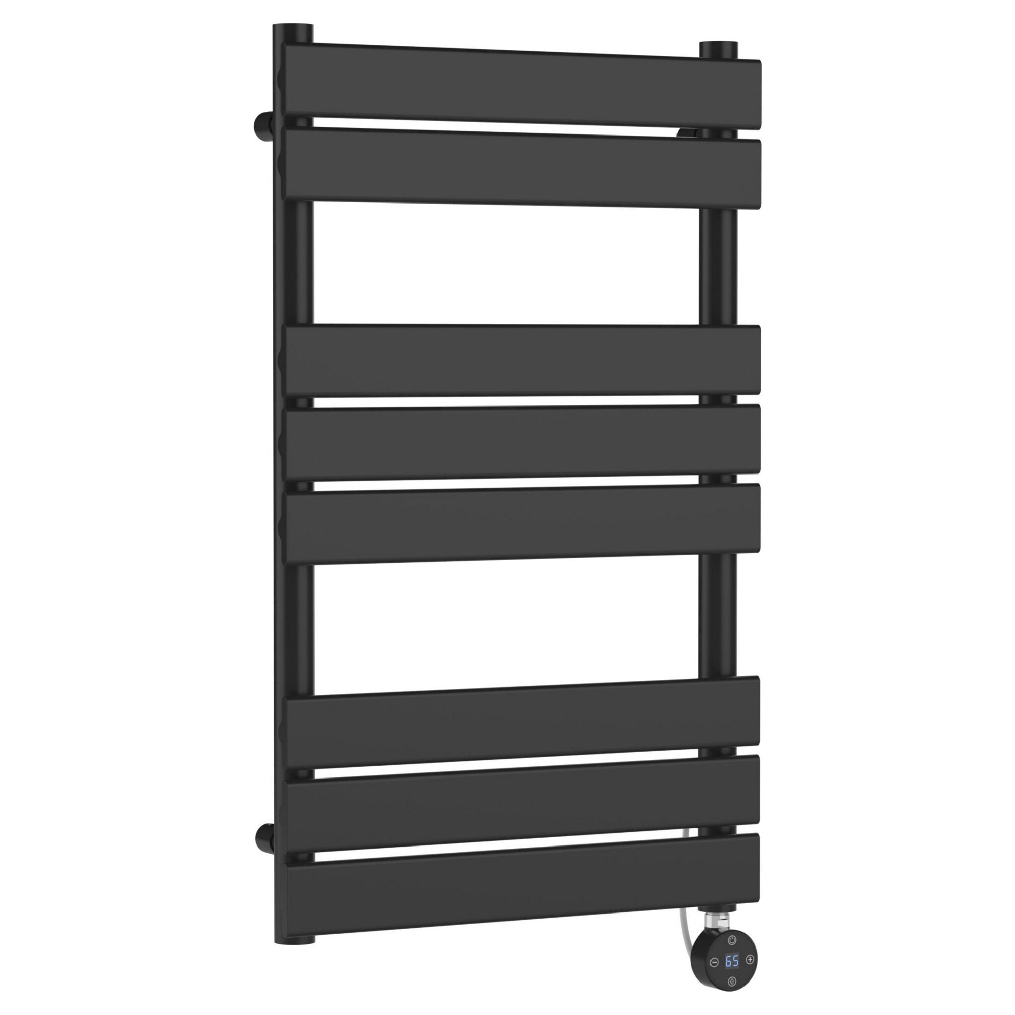 Electric Square Flat Towel Rail 8 Bars 840x500mm Anthracite 1351 BTU 450 Centres