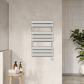 Electric Square Flat Towel Rail 8 Bars 840x500mm Chrome 993 BTU 450 Pipe Centres