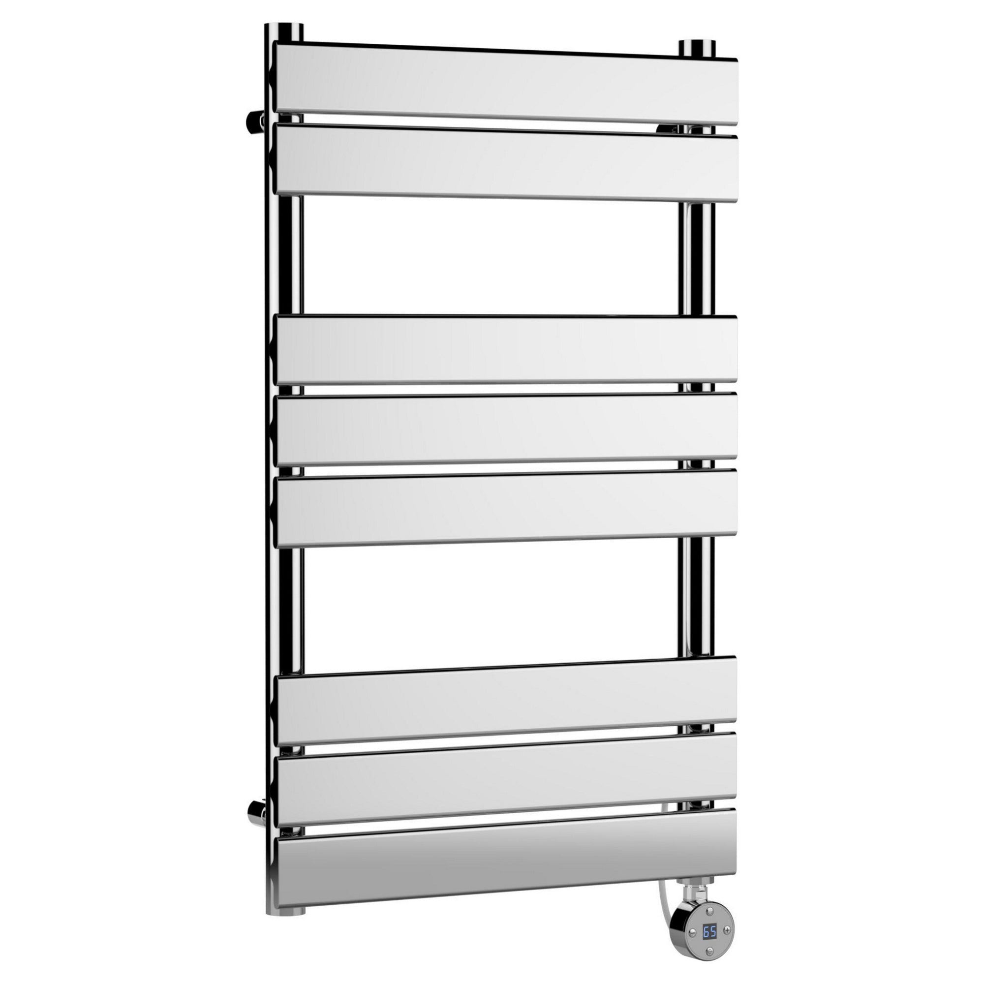 Electric Square Flat Towel Rail 8 Bars 840x500mm Chrome 993 BTU 450 Pipe Centres