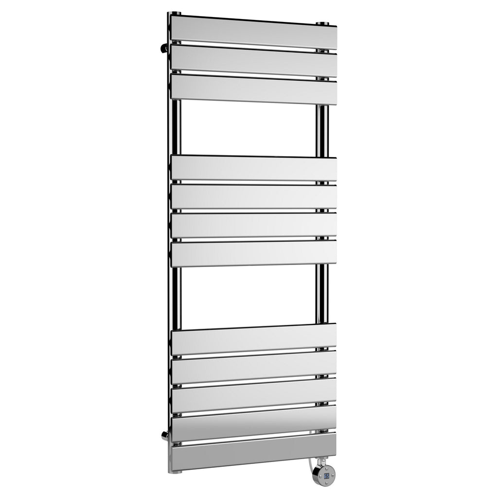 Electric Square Flat Towel Rail 12 Bars 1213x500mm Chrome 1484 BTU 450 Centres