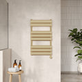 Electric Square Flat Towel Rail 8 Bars 840x500mm Brushed Brass 993 BTU 450 Centres