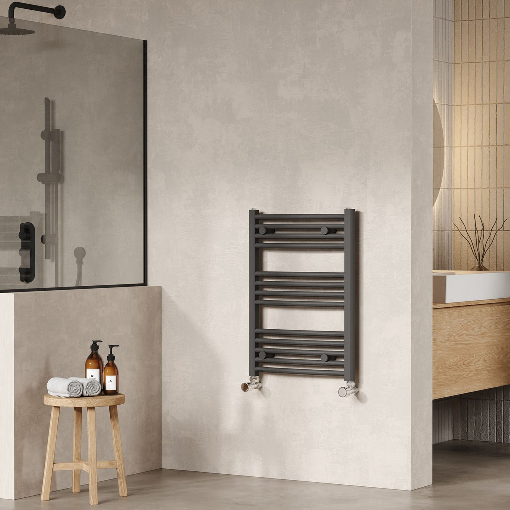 Anthracite Curved Ladder Rail 700x500mm 1051 BTU 450 Pipe Centres