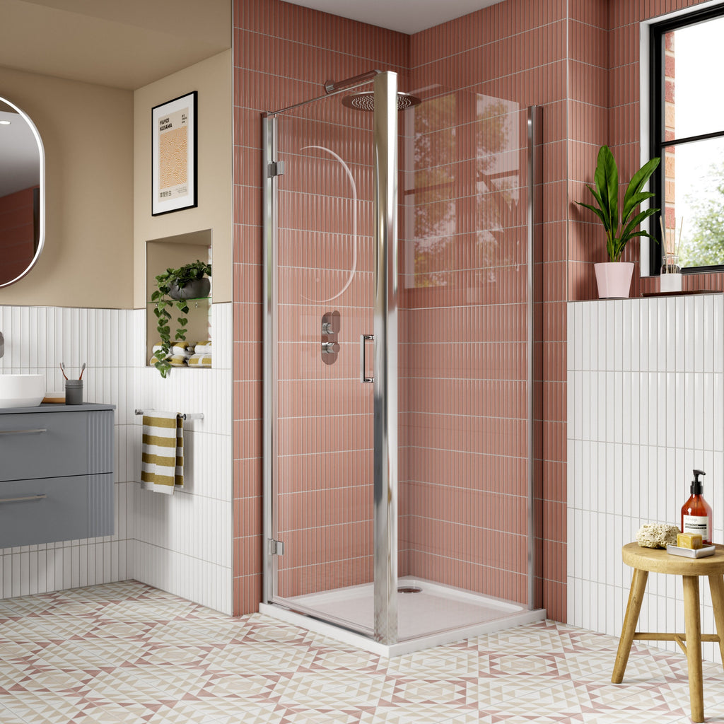 900mm Hinged Shower Door Chrome Lume Contemporary 1900mm 8mm Glass