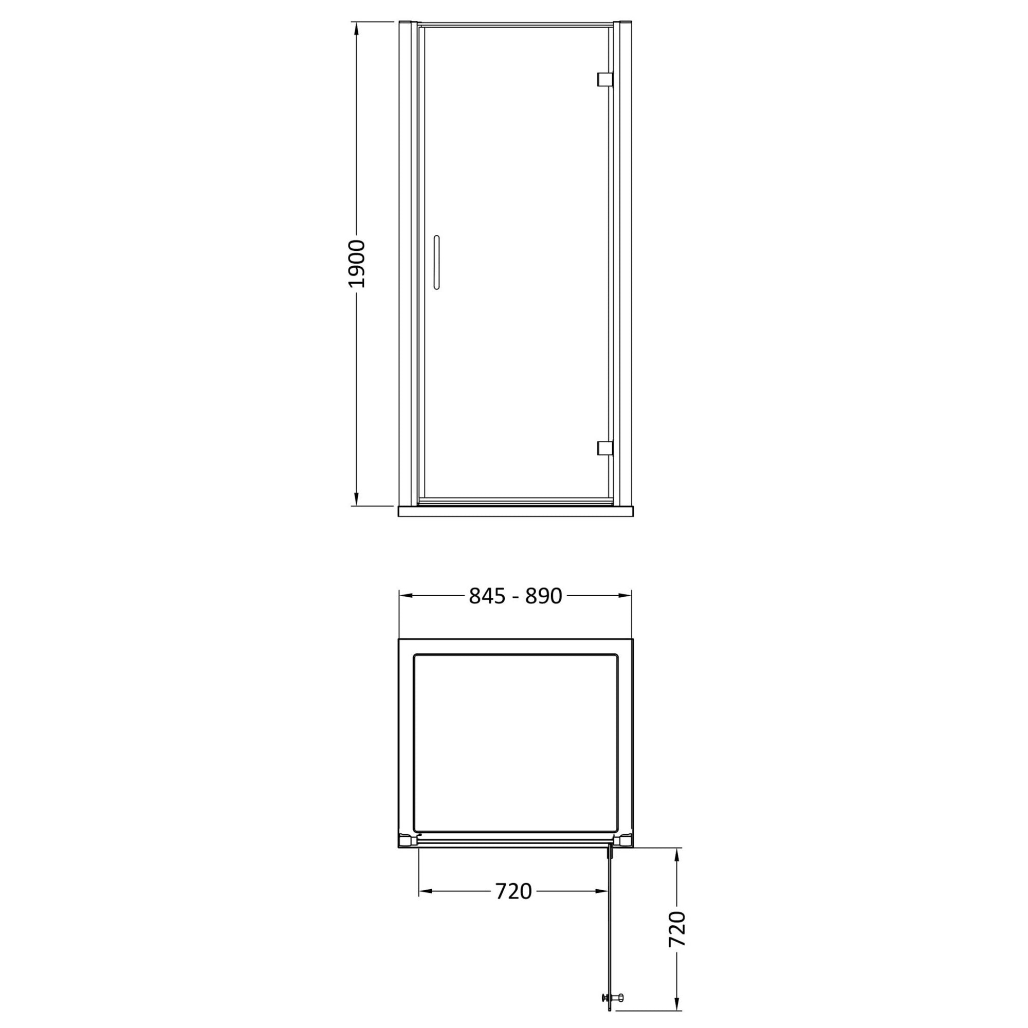 900mm Hinged Shower Door Brushed Brass Lume Contemporary 1900mm 8mm Glass