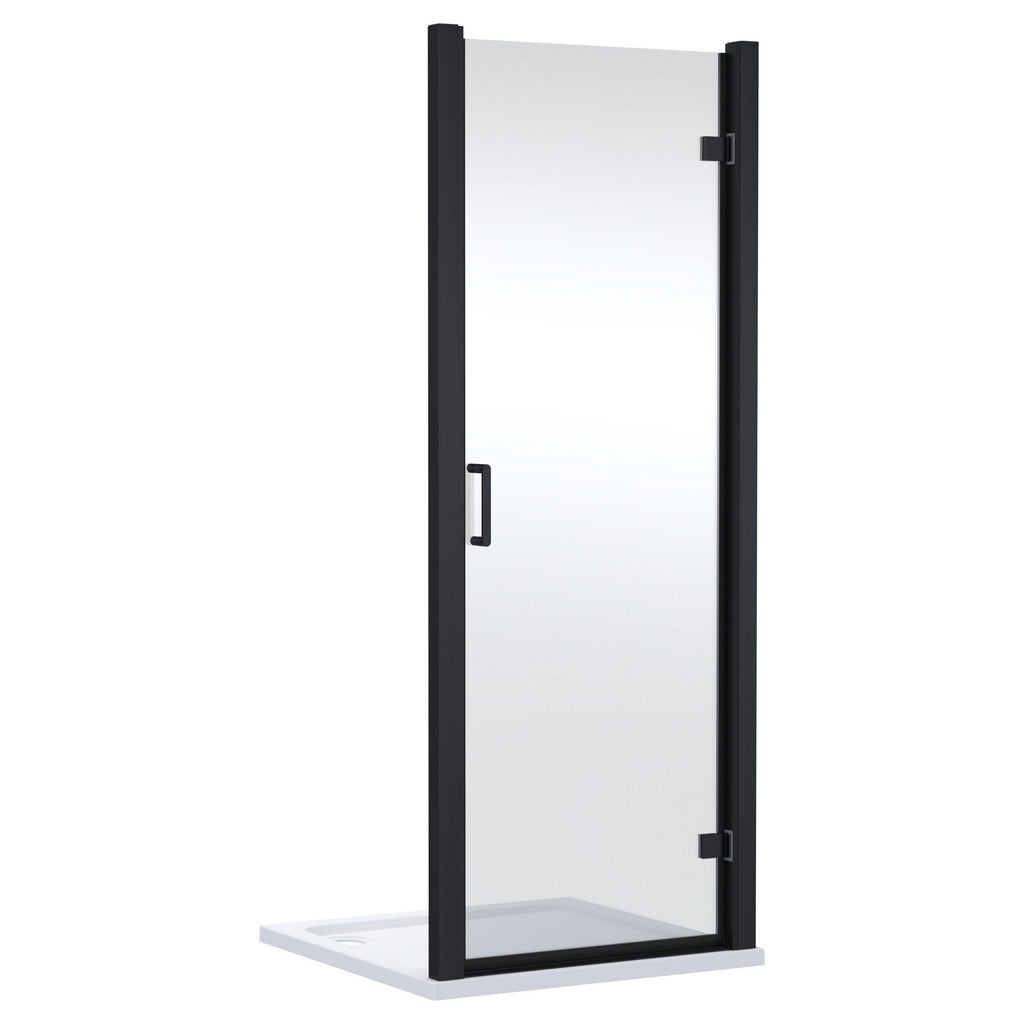 900mm Hinged Shower Door Matt Black Lume Contemporary 1900mm 8mm Glass