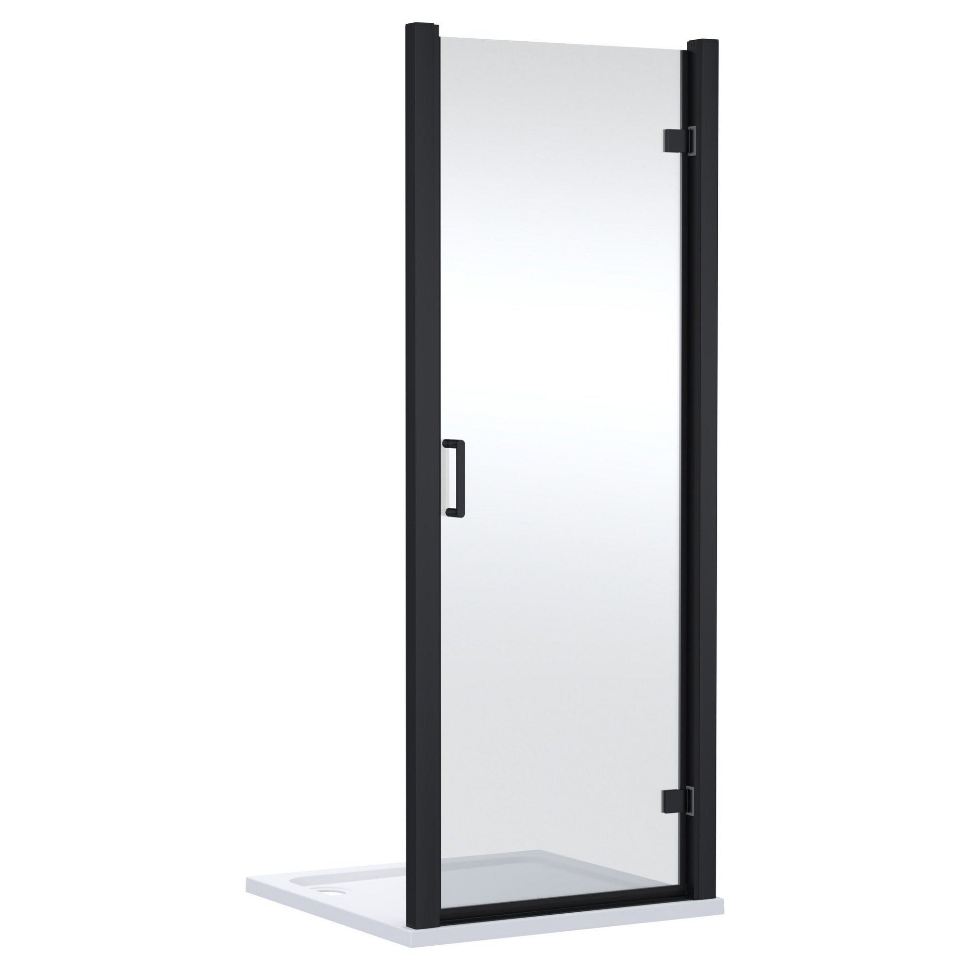 900mm Hinged Shower Door Matt Black Lume Contemporary 1900mm 8mm Glass