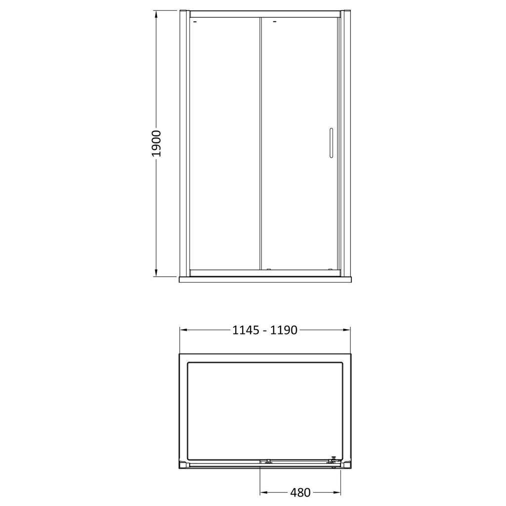 1200mm Sliding Shower Door Chrome Lume Contemporary 1900mm 8mm Glass