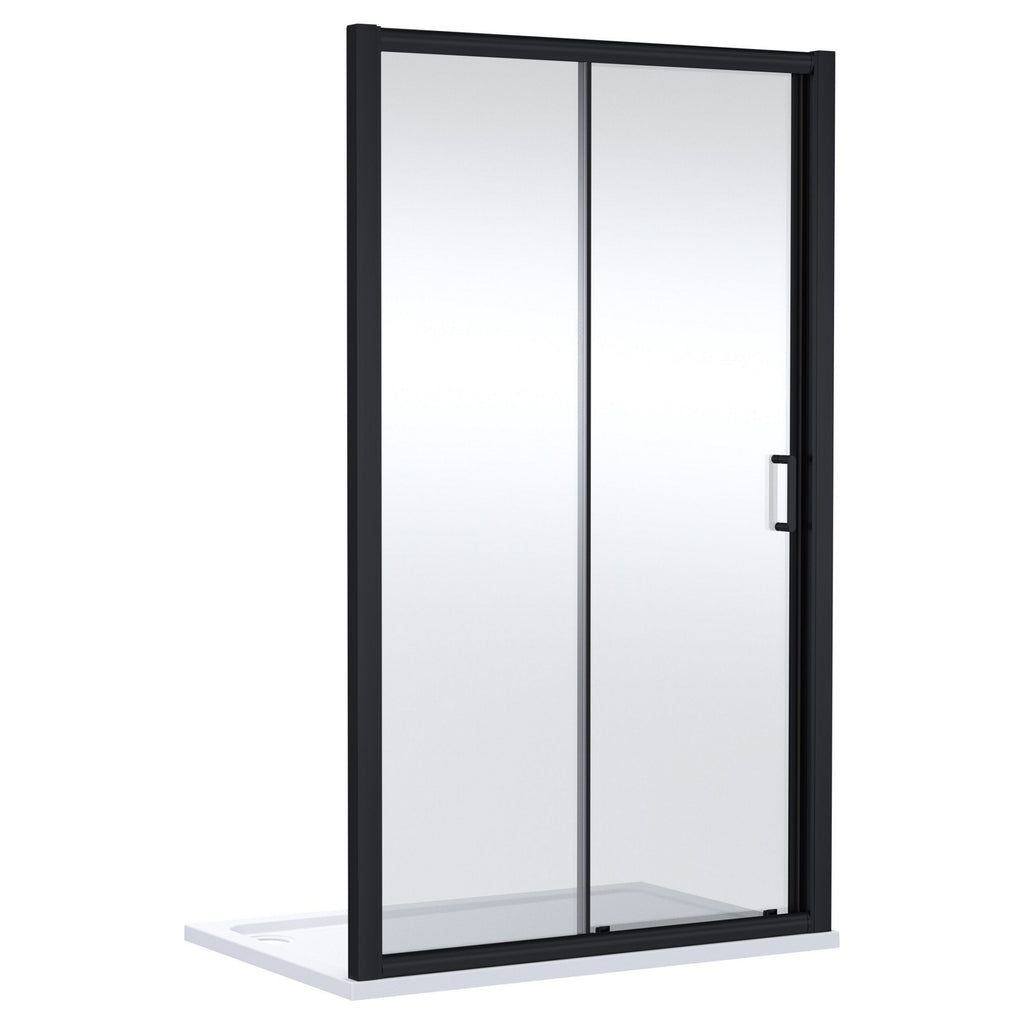 1200mm Sliding Shower Door Matt Black Lume Contemporary 1900mm 8mm Glass