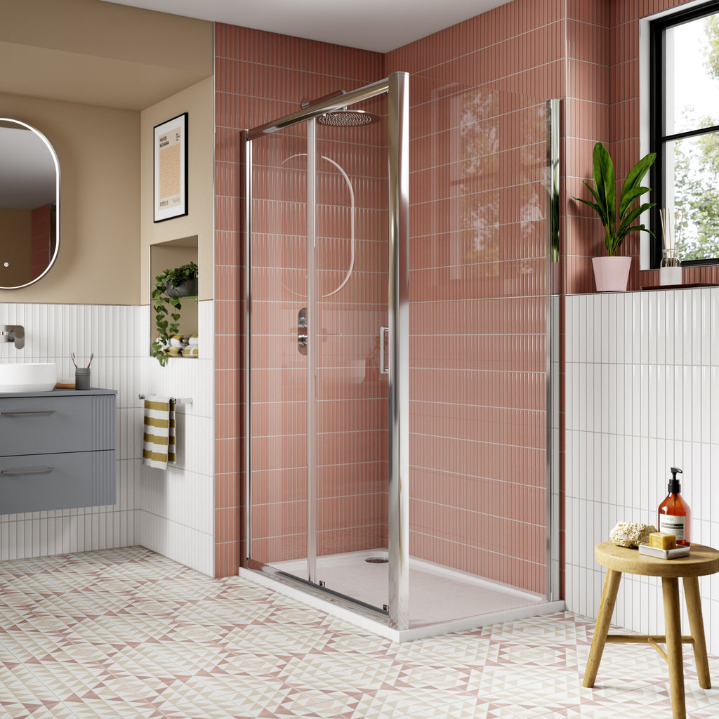 1400mm Sliding Shower Door Chrome Lume Contemporary 1900mm 8mm Glass