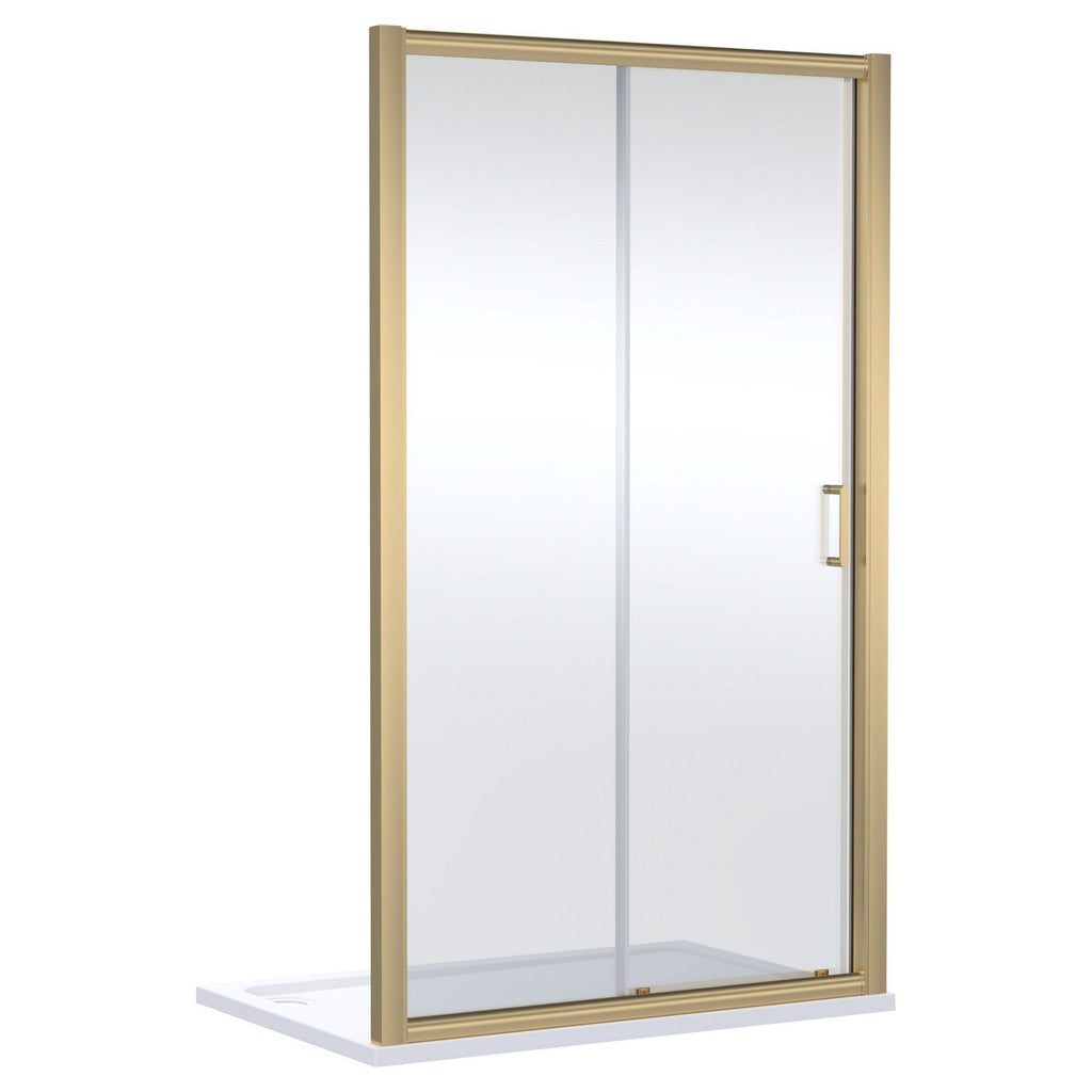 1400mm Sliding Shower Door Brushed Brass Lume Contemporary 1900mm 8mm Glass