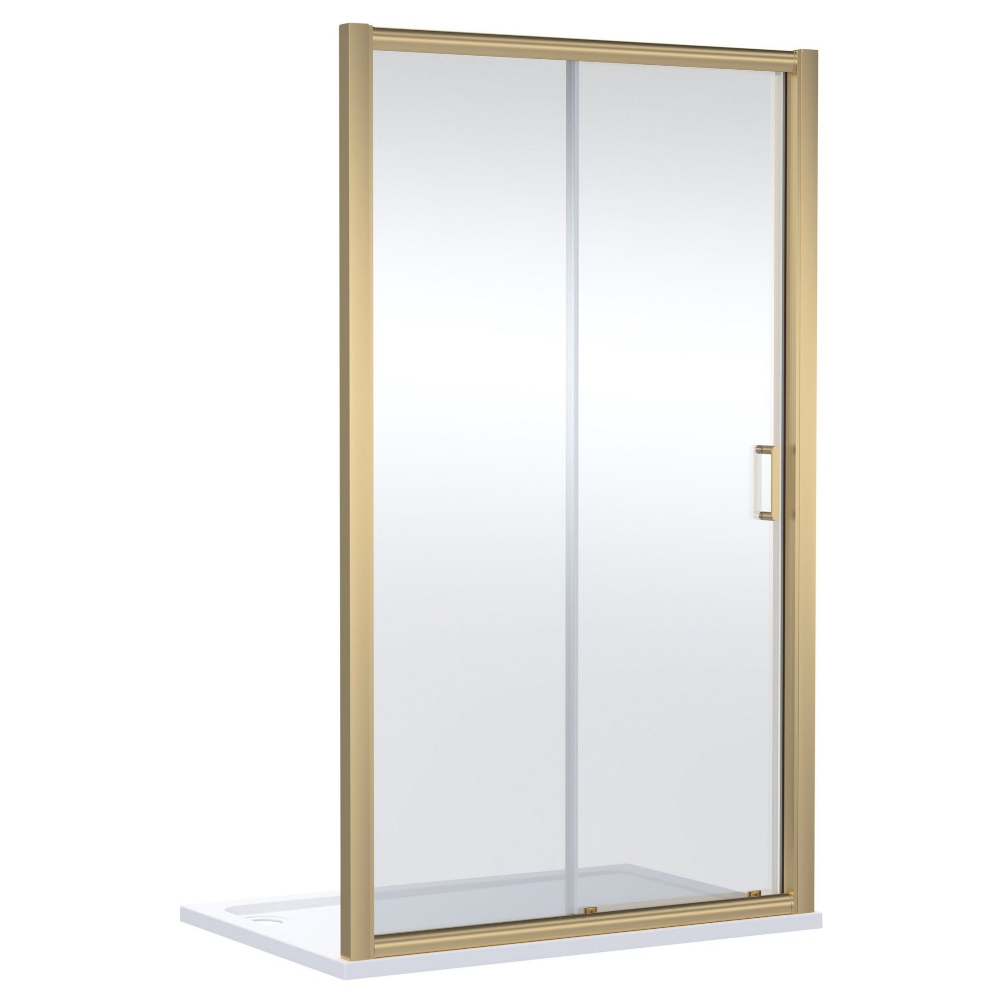 1400mm Sliding Shower Door Brushed Brass Lume Contemporary 1900mm 8mm Glass