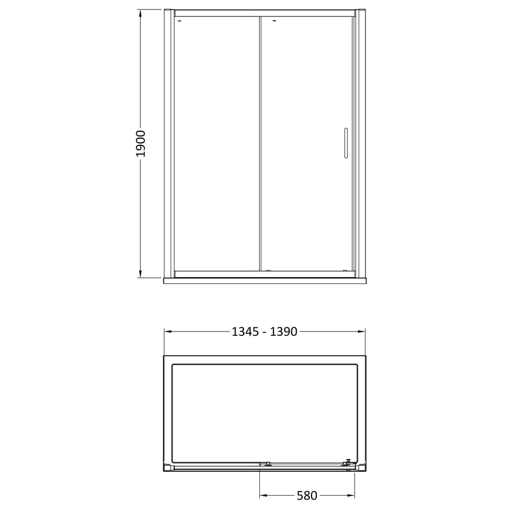 1400mm Sliding Shower Door Brushed Brass Lume Contemporary 1900mm 8mm Glass