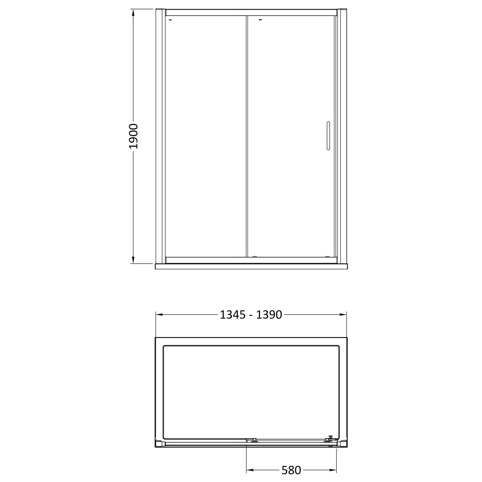 1400mm Sliding Shower Door Brushed Brass Lume Contemporary 1900mm 8mm Glass