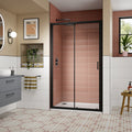 1700mm Sliding Shower Door Matt Black Lume Contemporary 1900mm 8mm Glass