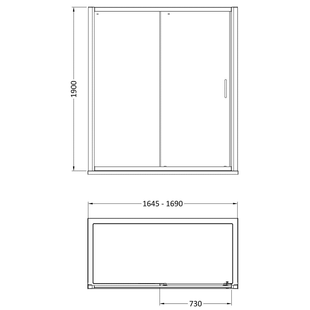 1700mm Sliding Shower Door Matt Black Lume Contemporary 1900mm 8mm Glass